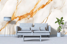 Load image into Gallery viewer, Golden Marble Wallpaper / Luxury Marble Peel and Stick Mural / Removable Gold Wall Art / Elegant Faux Marble Wall Decor / Glam Room