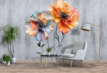 Load image into Gallery viewer, Watercolor Flower Wall Decal / Floral Wall Sticker / Boho Removable Wall Art / Botanical Peel and Stick Mural / Blush Nursery Decor