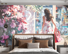 Load image into Gallery viewer, Elegant Fashion Girl Wall Mural / Chic Glam Peel and Stick Wallpaper / Classy Girly Room Decor / Stylish Beauty Room Wall Art