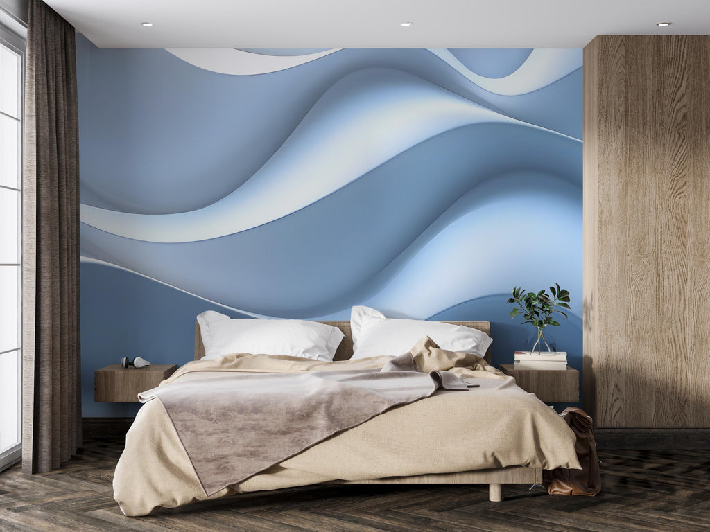 Wavy 3D Texture Wallpaper – Modern Wall Mural with Illusion Effect – Abstract Wave Peel and Stick Wallpaper – Textured Look Wall Décor