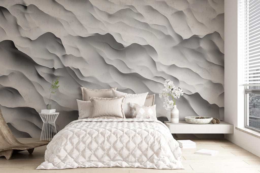 Wavy 3D Texture Wallpaper – Abstract Wave Wall Mural – Modern Illusion Effect Peel and Stick Wallpaper – Textured Look Wall Art Decor
