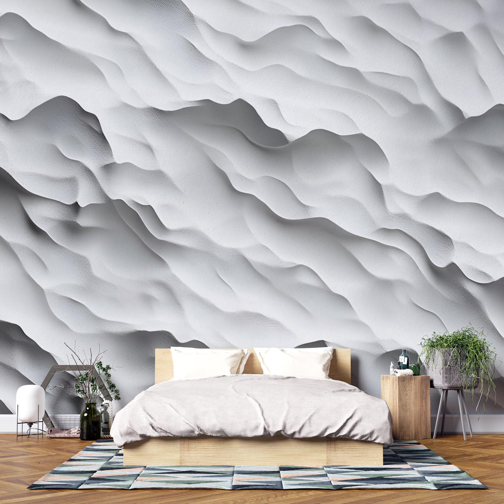 Wavy 3D Texture Wallpaper – Abstract Wave Wall Mural – Modern Illusion Effect Peel and Stick Wallpaper – Textured Look Wall Art Decor