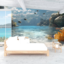 Load image into Gallery viewer, Underwater Ocean Wallpaper Mural – 3D Tropical Coral Reef Wall Art – Marine Life Bedroom Decor – Peel and Stick Aquarium Theme Wall Mural