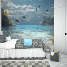 Load image into Gallery viewer, Underwater Ocean Wallpaper Mural – 3D Tropical Coral Reef Wall Art – Marine Life Bedroom Decor – Peel and Stick Aquarium Theme Wall Mural
