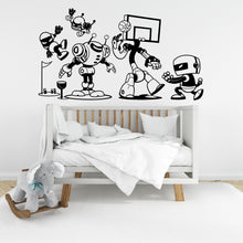Load image into Gallery viewer, Robots Playing Sports Wall Decal – Fun Robot Wall Art for Kids Room, Playroom Decor, Nursery Wall Sticker – Basketball, Golf &amp; More 667LU