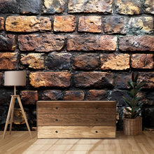 Load image into Gallery viewer, Rustic Brick Wall Mural – Realistic Aged Brick Texture Wallpaper – Industrial Peel and Stick Accent Wall – Vintage Loft Style Wall Decor
