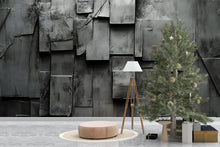 Load image into Gallery viewer, Modern Industrial 3D Wall Mural – Dark Concrete Panel Texture Wallpaper – Urban Loft Style Accent Wall – Peel and Stick Brutalist Wall Decor