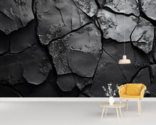 Load image into Gallery viewer, Cracked Concrete 3D Wall Mural – Industrial Texture Peel and Stick Wallpaper – Dark Grunge Accent Wall – Modern Urban