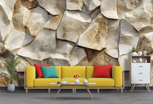 Load image into Gallery viewer, 3D Sandstone Rock Wall Mural – Textured Stone Look Wallpaper – Rustic Natural Accent Wall – Peel and Stick Faux Stone for Living