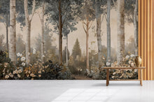 Load image into Gallery viewer, Vintage Forest Birch Tree Wall Mural – Neutral Botanical Wallpaper – Tranquil Woodland Wall Art – Peel and Stick Rustic Nature Décor