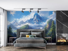 Load image into Gallery viewer, Majestic Mountain Waterfall Mural – Scenic Forest Landscape Wall Art – Peel &amp; Stick Nature Wallpaper – Serene Bedroom Wall Decor