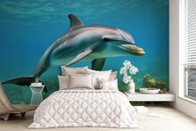 Load image into Gallery viewer, Dolphin Wall Mural – 3D Ocean Underwater Wallpaper for Kids Room, Boys Bedroom, Sea Animal Peel and Stick Removable Decor