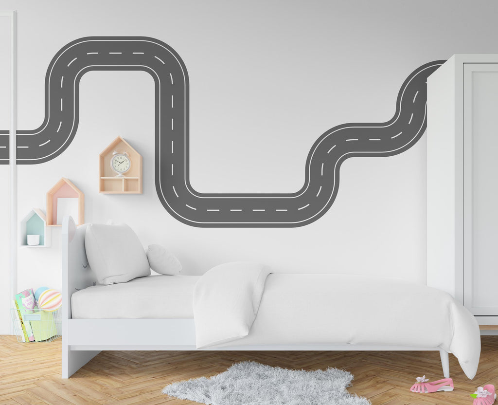 Road wind Wall Decal Highway Vinyl Sticker Track Route Wall Decor Kids Playroom Boys Room Wall Art Automotive Bedroom Mural Sticker 657LU