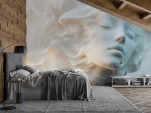 Load image into Gallery viewer, 3D Dreamy Floral Face Wallpaper – Artistic Peel and Stick Portrait Wallpaper, Feminine Bedroom Decor, Bloom &amp; Beauty Flower Mural