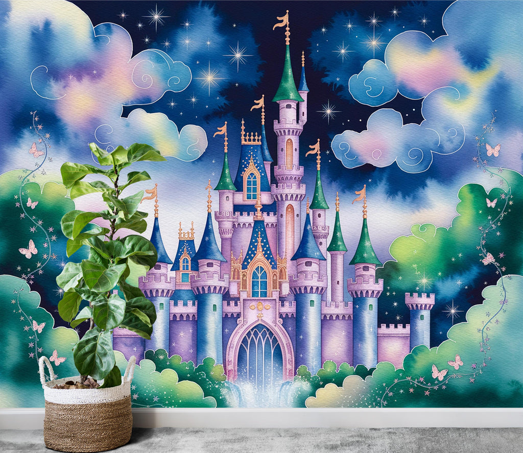 Princess Castle Wall Graphics Peel and Stick Girl room Wallpaper Nursery Self Adhesive Removable nursery wall decor Mural 664RS