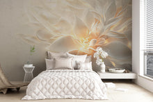 Load image into Gallery viewer, 3D Cream Flower Wallpaper – Elegant Peel and Stick Floral Wallpaper for Bedroom, Soft Beige Petal Wall Decor, Modern Bloom Mural