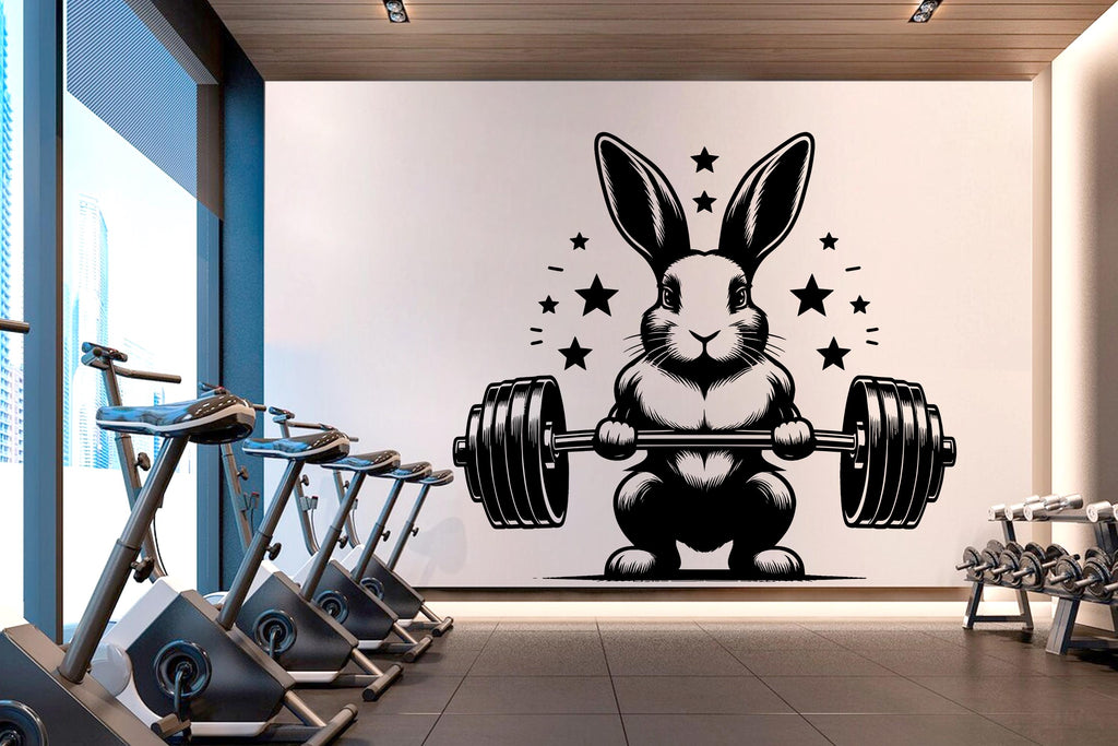 Rabbit Gym Wall Decor Rabbit Fitness Wall Art Gym Wall Decals Rabbit Wall Decal Crossfit Gifts Home Gym Wall Sticker Gym 680RS