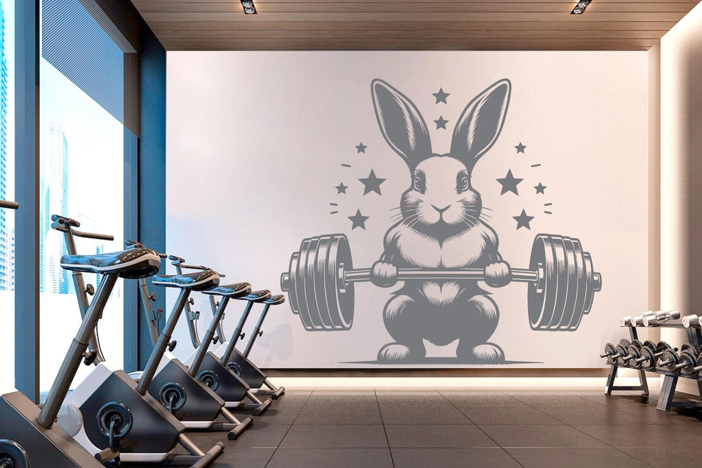 Rabbit Gym Wall Decor Rabbit Fitness Wall Art Gym Wall Decals Rabbit Wall Decal Crossfit Gifts Home Gym Wall Sticker Gym 680RS