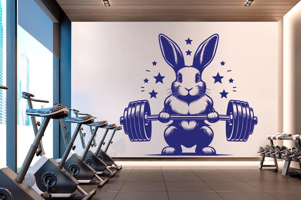 Rabbit Gym Wall Decor Rabbit Fitness Wall Art Gym Wall Decals Rabbit Wall Decal Crossfit Gifts Home Gym Wall Sticker Gym 680RS
