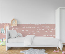 Load image into Gallery viewer, Scalloped Wall Decal, Fish Sea Decals, Boho Wall Decor Decal Nursery, Scalloped Half Wall, Fish Aquarium Wallpaper, Border Wall Decal 656LU