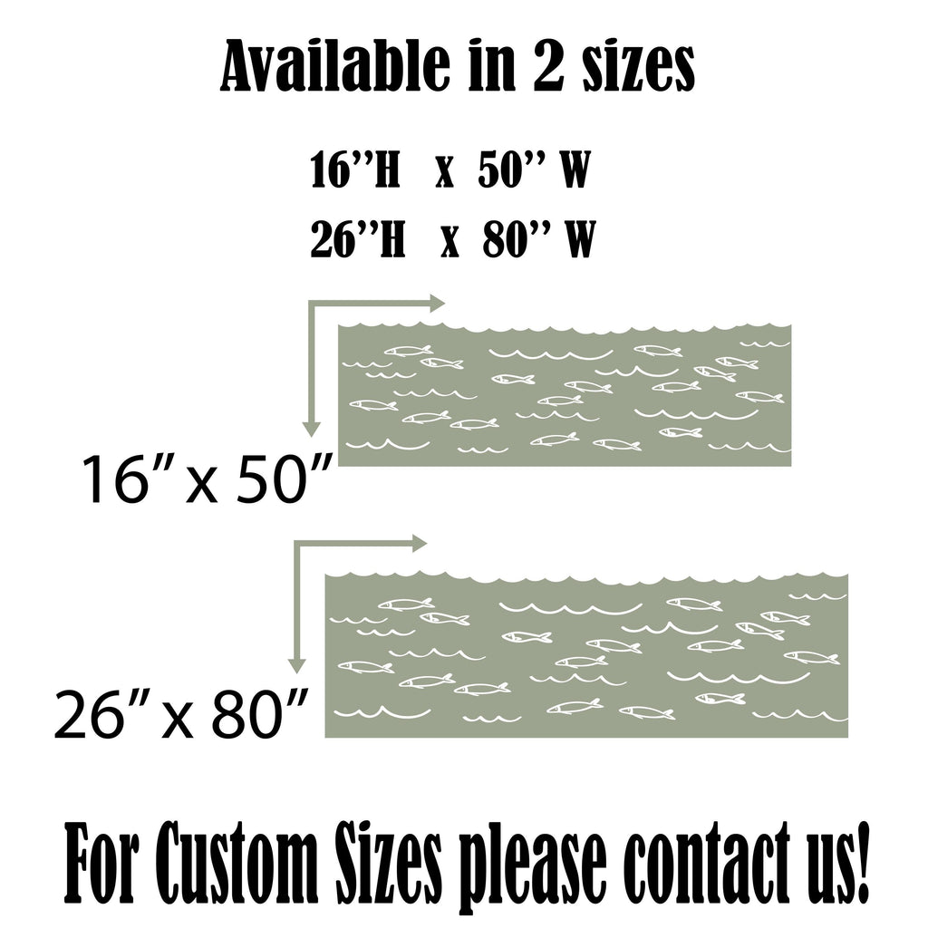 Scalloped Wall Decal, Fish Sea Decals, Boho Wall Decor Decal Nursery, Scalloped Half Wall, Fish Aquarium Wallpaper, Border Wall Decal 656LU