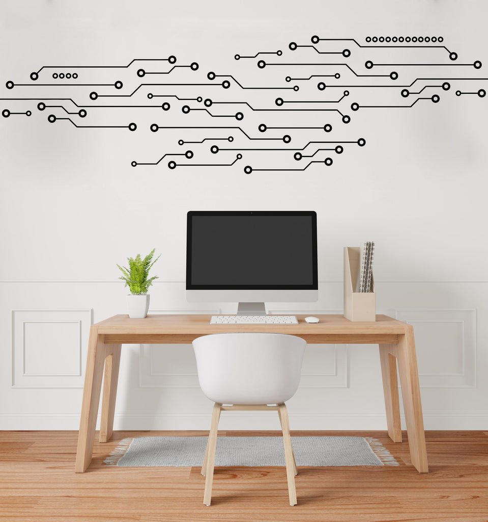 Circuit Board Wall Decal, Technology Vinyl Wall Art Decals, Company Name Decal, Office Decor, Business Wall Decal, Wall Art Office 671LU
