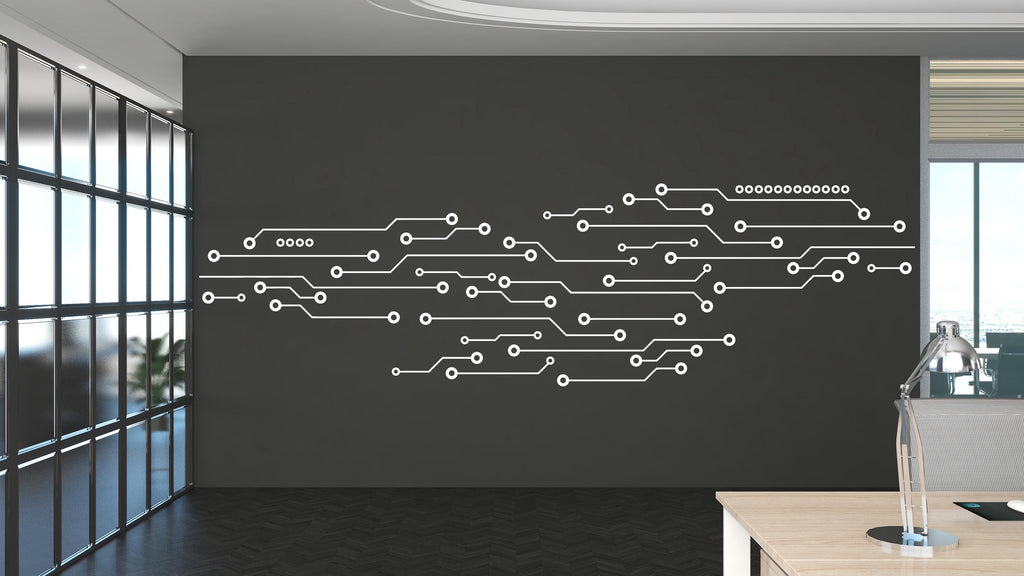 Circuit Board Wall Decal, Technology Vinyl Wall Art Decals, Company Name Decal, Office Decor, Business Wall Decal, Wall Art Office 671LU