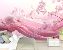 Load image into Gallery viewer, Romantic Pink Cherry Blossom Wallpaper – Japanese Sakura Floral Wallpaper, Peel and Stick Bedroom Decor, Soft Spring Garden Scene