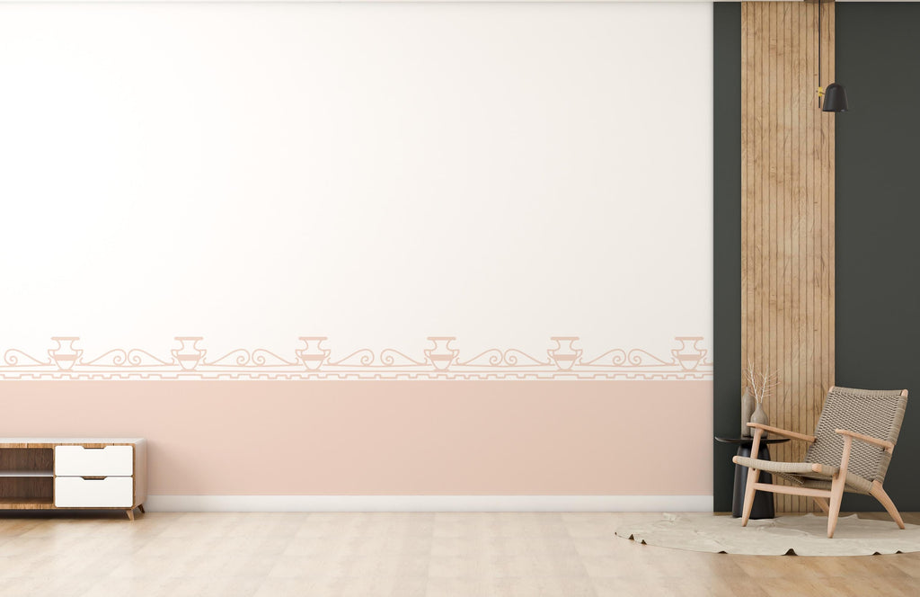 Greek Ancient Wall Border, Scallop Decals, Boho Wall Decor Decal, Boho Nursery, Scalloped Half Wall, Ancient Decor, Border Wall Decal 658LU