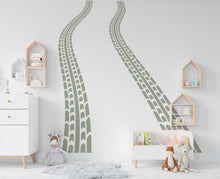 Load image into Gallery viewer, Tire Track Wall Decal Highway Vinyl Sticker Tire Marks Track Wall Decor Kids Playroom Boys Room Wall Art Bedroom Sticker 681RS