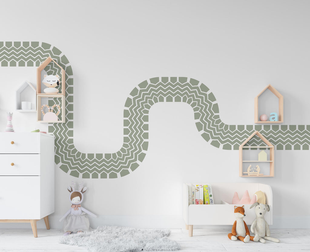 Tire Track Wall Decal Highway Vinyl Sticker Tire Marks Track Wall Decor Kids Playroom Boys Room Wall Art Bedroom Sticker 683RS