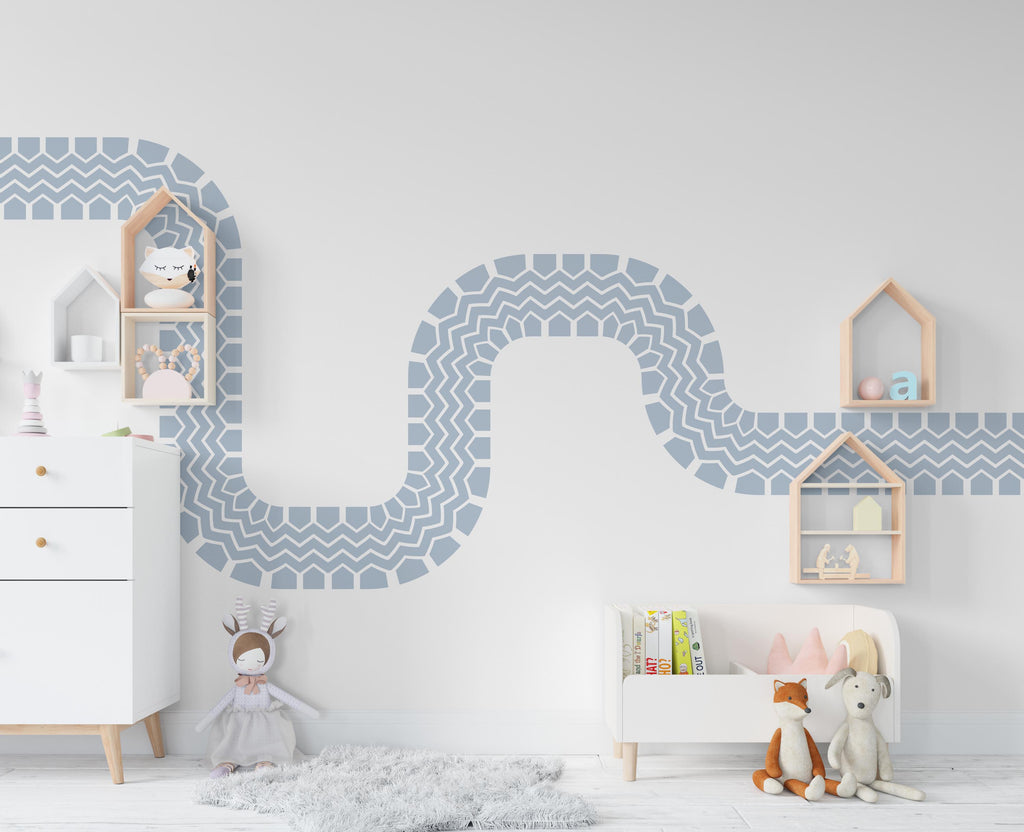 Tire Track Wall Decal Highway Vinyl Sticker Tire Marks Track Wall Decor Kids Playroom Boys Room Wall Art Bedroom Sticker 683RS