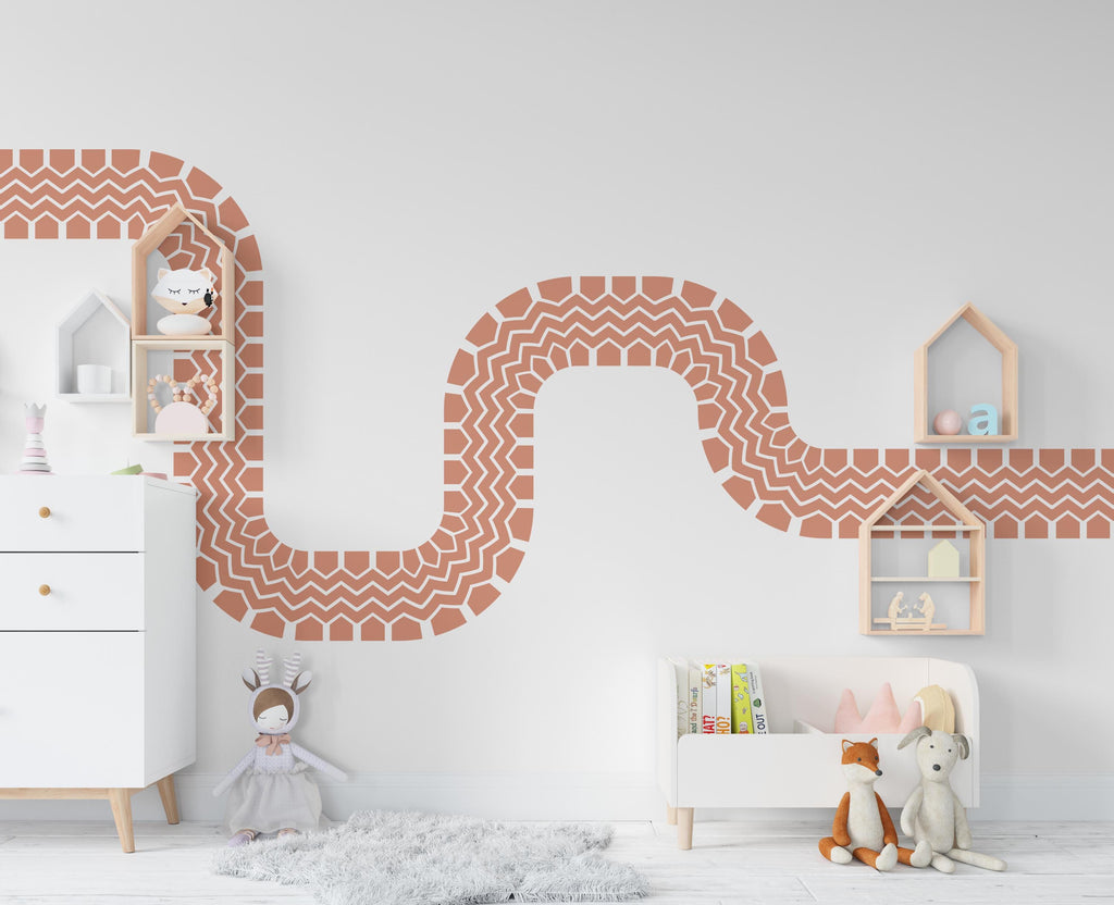 Tire Track Wall Decal Highway Vinyl Sticker Tire Marks Track Wall Decor Kids Playroom Boys Room Wall Art Bedroom Sticker 683RS