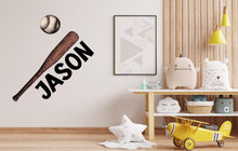 Load image into Gallery viewer, Personalized Baseball Name Art Print – Custom Hand-Drawn Bat &amp; Ball Illustration – Sports Gift for Boys, Kids, Coaches and Fans 672LU