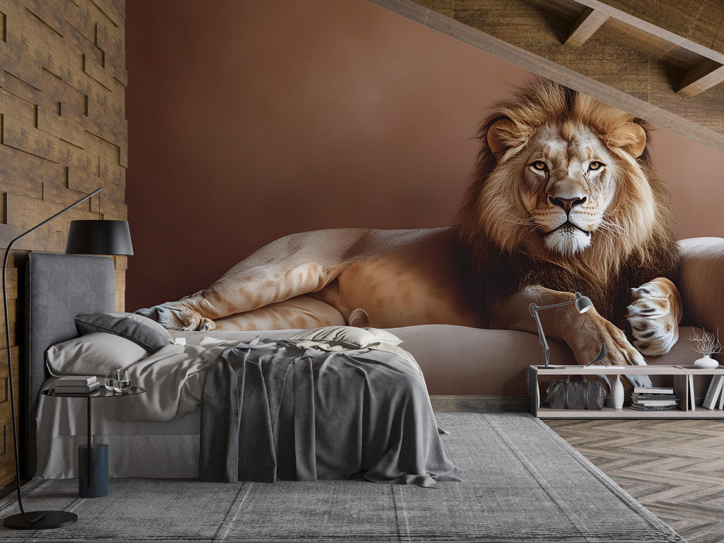 Majestic Lion Wall Mural for Bedroom – Peel and Stick Animal Wall Art – Jungle Safari Theme – Wildlife Bedroom Decor – Removable Wallpaper