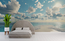 Load image into Gallery viewer, Ocean Beach Wall Mural – Tranquil Sky and Sea Wallpaper – Coastal Bedroom Decor – Beach Horizon Peel and Stick Mural