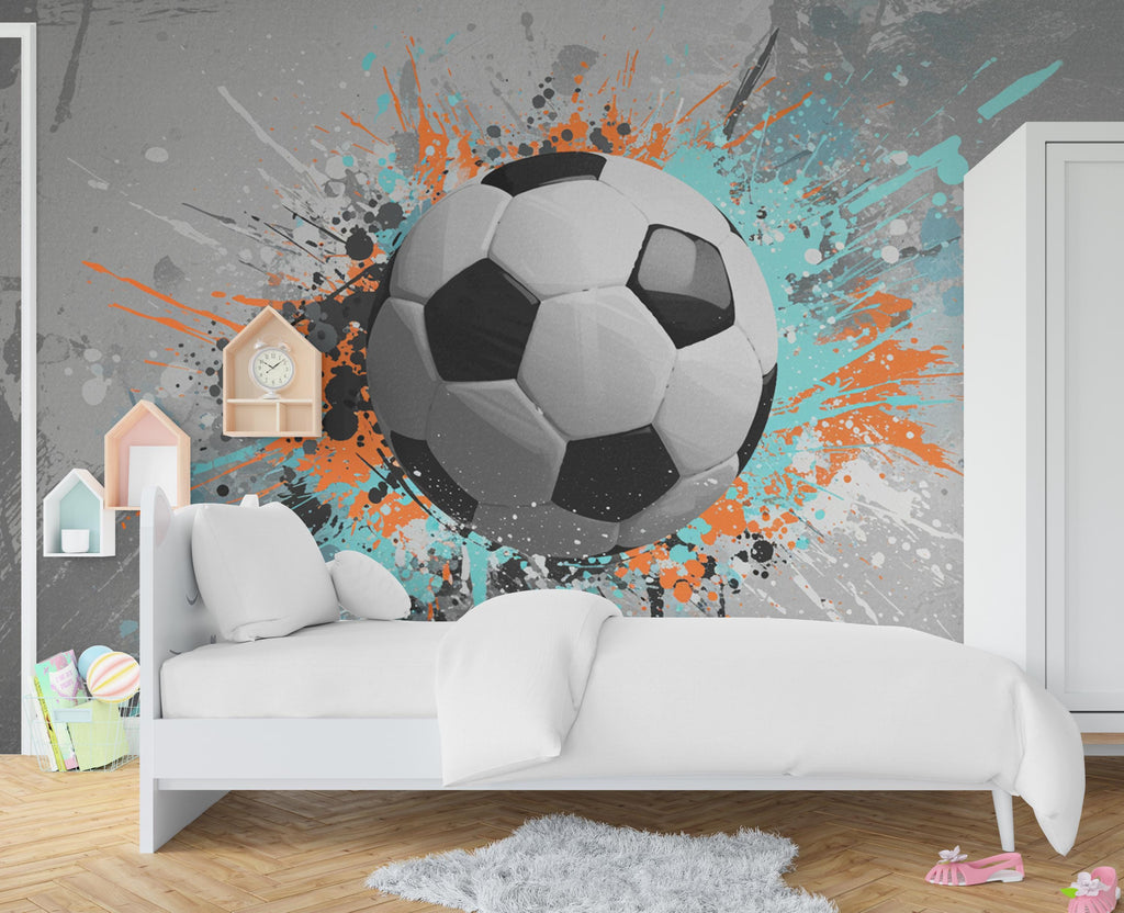 Soccer ball Wall Graphics Peel and Stick Boys room Wallpaper Nursery Self Adhesive Removable nursery wall decor Mural 687RS