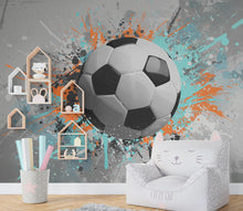 Load image into Gallery viewer, Soccer ball Wall Graphics Peel and Stick Boys room Wallpaper Nursery Self Adhesive Removable nursery wall decor Mural 687RS