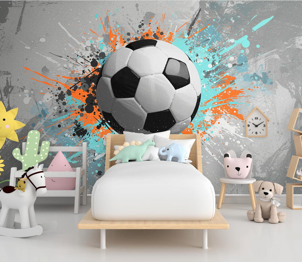 Soccer ball Wall Graphics Peel and Stick Boys room Wallpaper Nursery Self Adhesive Removable nursery wall decor Mural 687RS