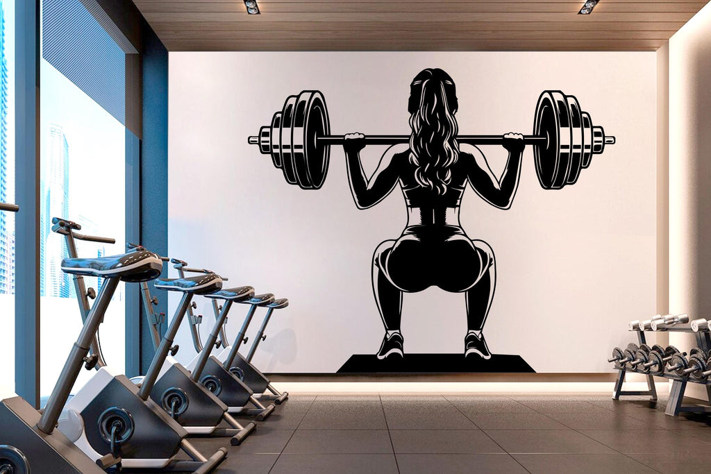 Gym Girl Squat Wall Decal Girl Power fitness Quote Decor Workout Art Vinyl Gym Wall Stickers Bedroom Home Gym Workout Girl 690RS