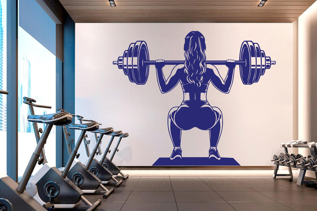 Gym Girl Squat Wall Decal Girl Power fitness Quote Decor Workout Art Vinyl Gym Wall Stickers Bedroom Home Gym Workout Girl 690RS