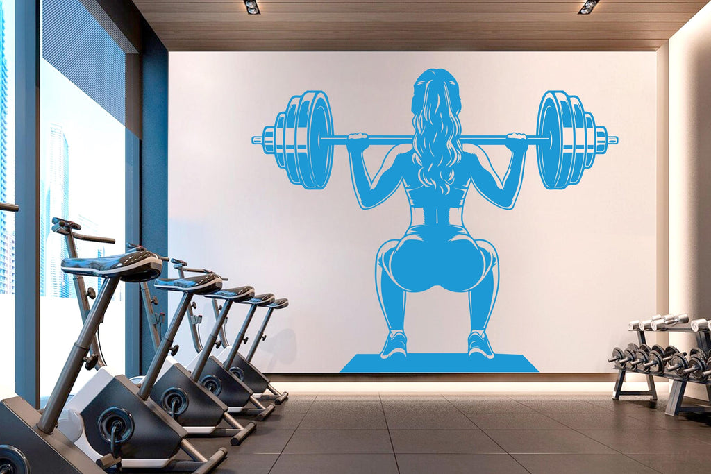 Gym Girl Squat Wall Decal Girl Power fitness Quote Decor Workout Art Vinyl Gym Wall Stickers Bedroom Home Gym Workout Girl 690RS