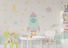 Load image into Gallery viewer, Space Wall Decal | Pastel Space Wall Mural | Outer Space Wallpaper | Celestial Stars and Planets Wall Art | Astronomy Room Decor 691RS