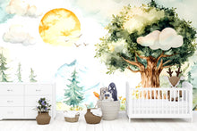 Load image into Gallery viewer, Backwoods Woodland Wallpaper for Kids Room - Forest Tree Wallpaper vn001
