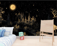 Load image into Gallery viewer, Medieval Dark Wallpaper, Dark Botanical magical forest mural dark botanical mural secret garden mural