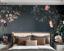 Load image into Gallery viewer, Magical Forest Wallpaper – Dark Botanical Peel and Stick, Enchanted Garden Mural, Medieval-Inspired Design Wallpaper