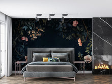 Load image into Gallery viewer, Magical Forest Wallpaper – Dark Botanical Peel and Stick, Enchanted Garden Mural, Medieval-Inspired Design Wallpaper