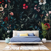 Load image into Gallery viewer, Enchanted Forest Wallpaper – Dark Botanical Peel and Stick Mural, Secret Garden, Magical Medieval Decor