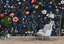 Load image into Gallery viewer, Dark Whimsical Wallpaper – Secret Garden Peel and Stick, Magical Forest Mural, Medieval Botanical Design