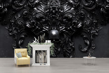 Load image into Gallery viewer, Gothic Skull Wallpaper – Fantasy Peel and Stick Mural, Whimsical Skull Wallpaper, Medieval Skull Wall Art, Moody Wallpaper